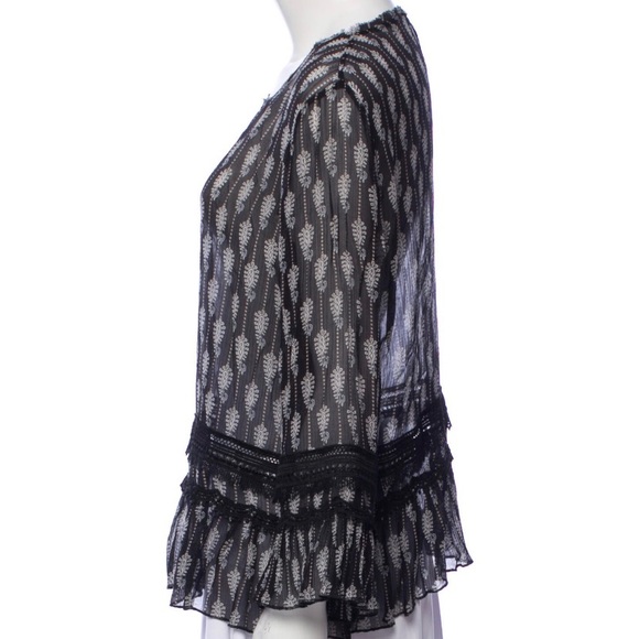 ❤️Kobi Halperin Blouse Ruffle Lace Trim Size 8 - Picture 2 of 4